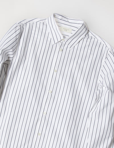 Kapatid - Gray and White Dress Striped Shirt - Made in the USA - Closeup
